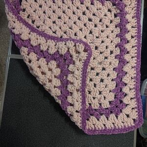 Handmade Crochet Blanket in Pink and Purple